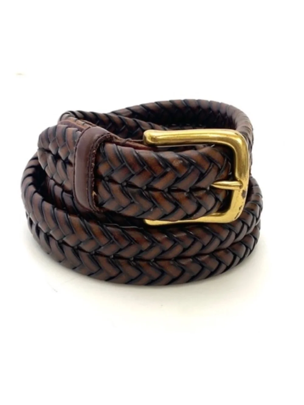 Fossil Men's Maddox Brown Leather Braided Trouser Belt